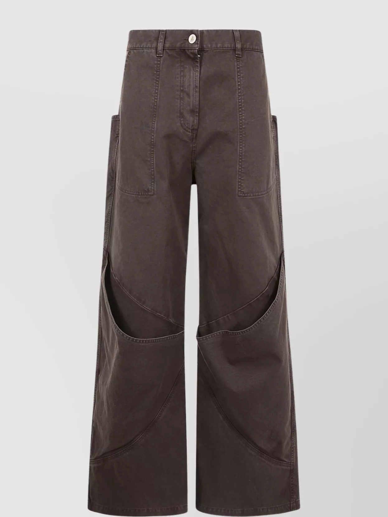 Attico Wide Leg Trouser With Pockets And Belt Loops In Brown