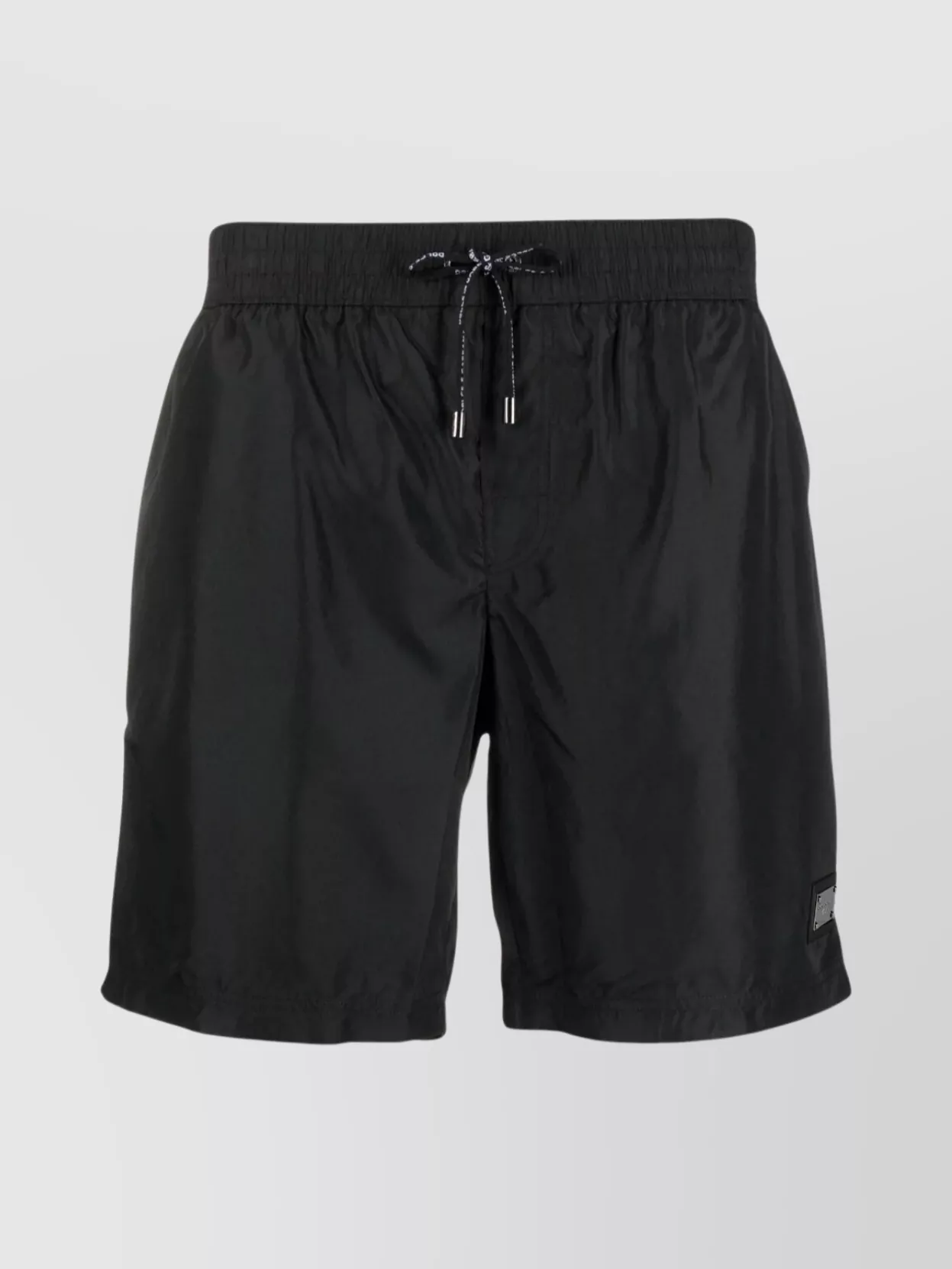 Shop Dolce & Gabbana Branded Plate Mid-length Swim Shorts In Black