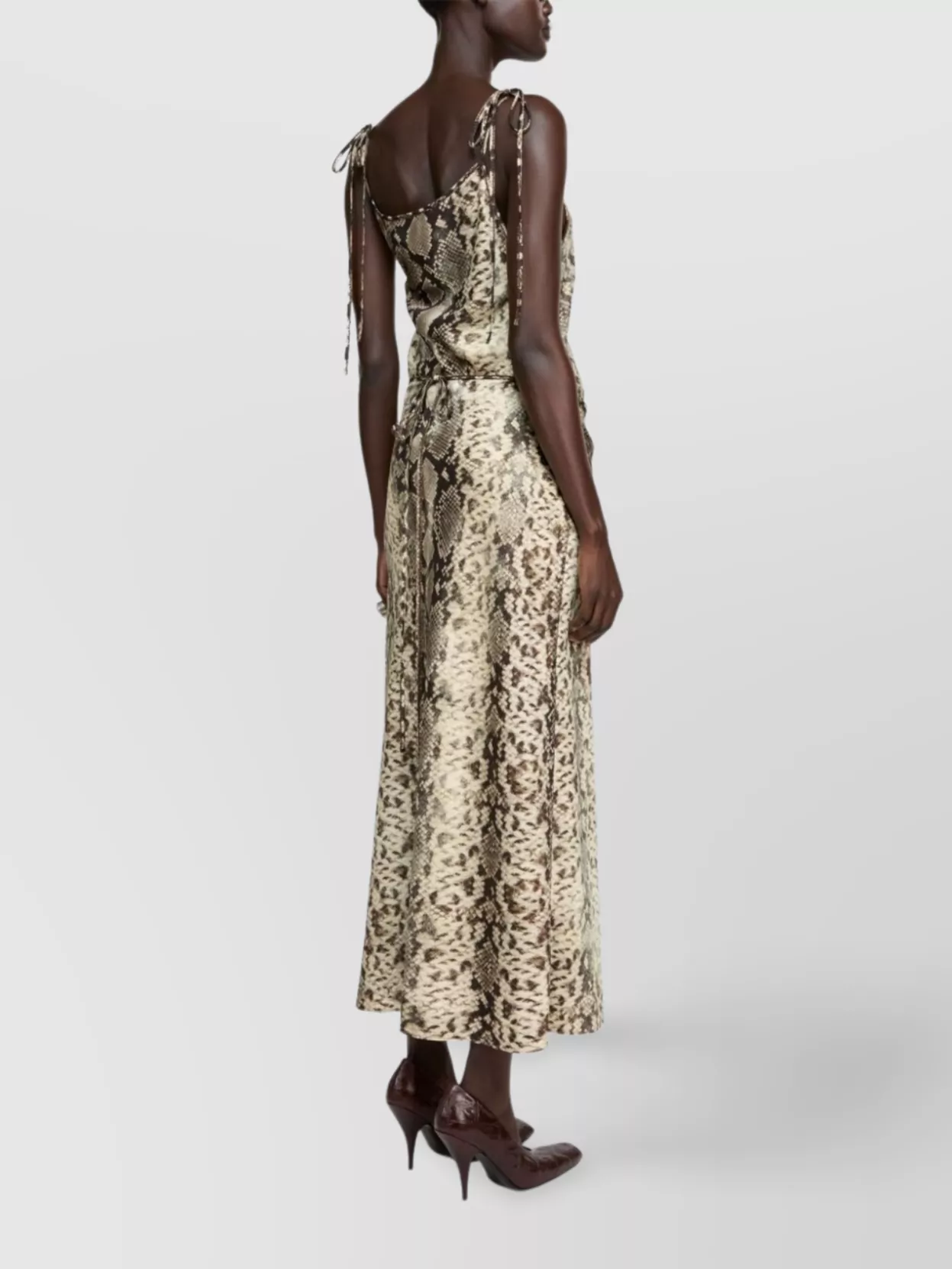 Acne Studios Snake Print Midi Dress With Side Slit