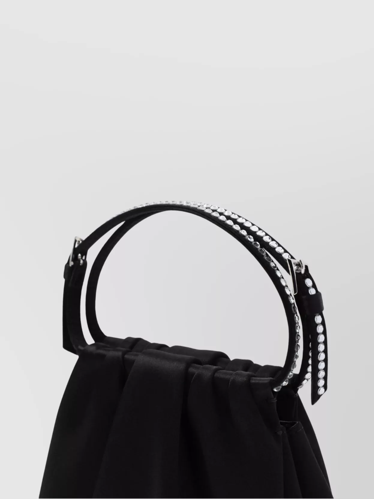 Amina Muaddi Crystal Top Handle Pleated Shoulder Bag