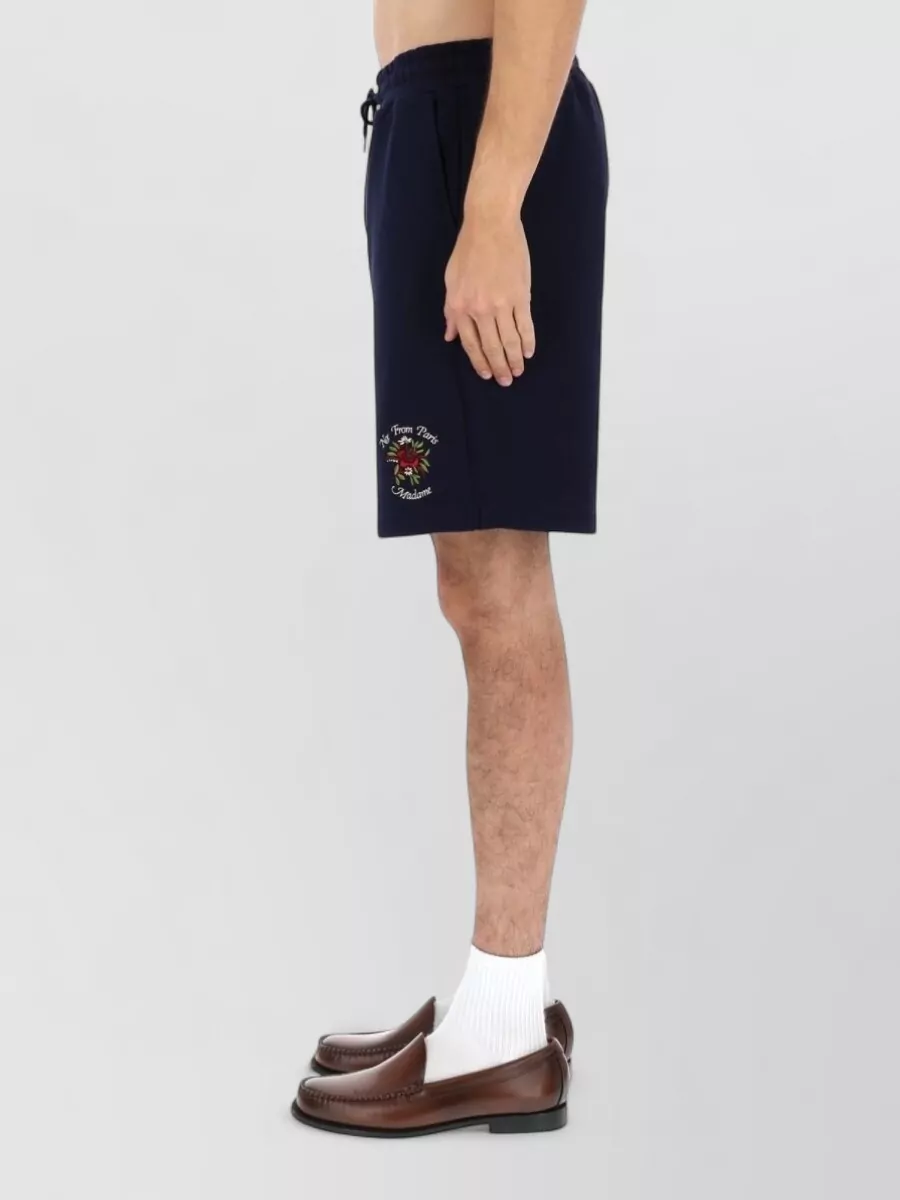 Drôle De Monsieur Rose Slogan Relaxed Fit Shorts Back Pocket