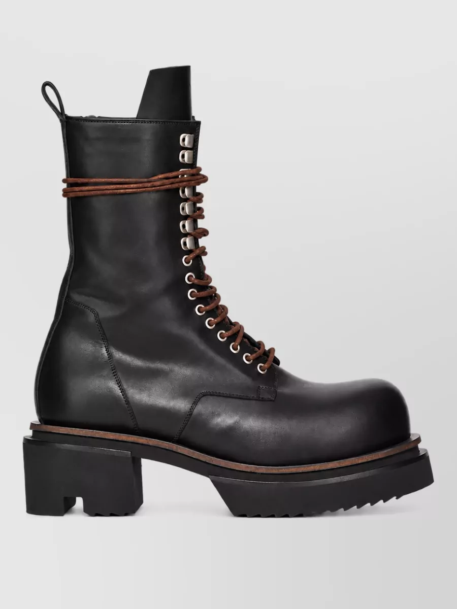 Rick Owens Leather Lace-Up Boots