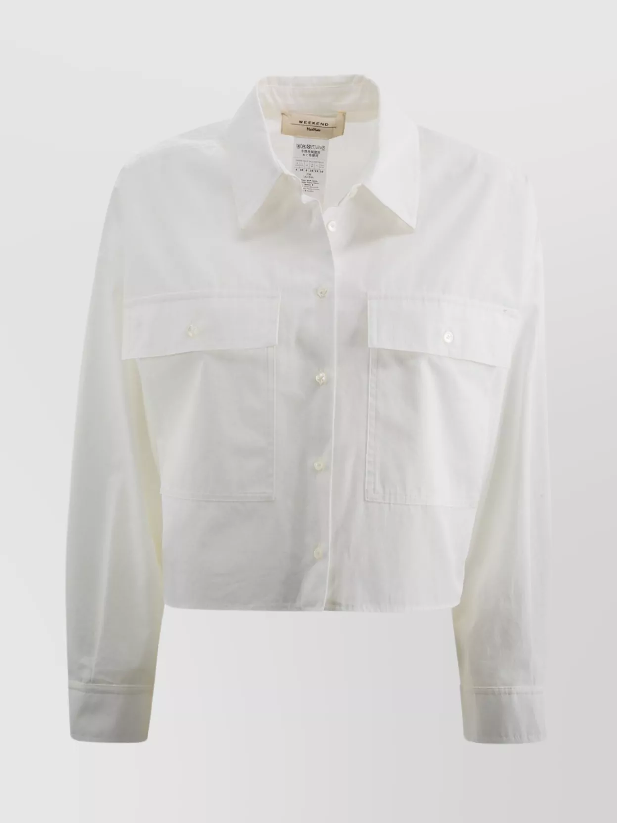 Shop Weekend Max Mara Cotton Shirt With Chest Pockets And Cuffed Sleeves