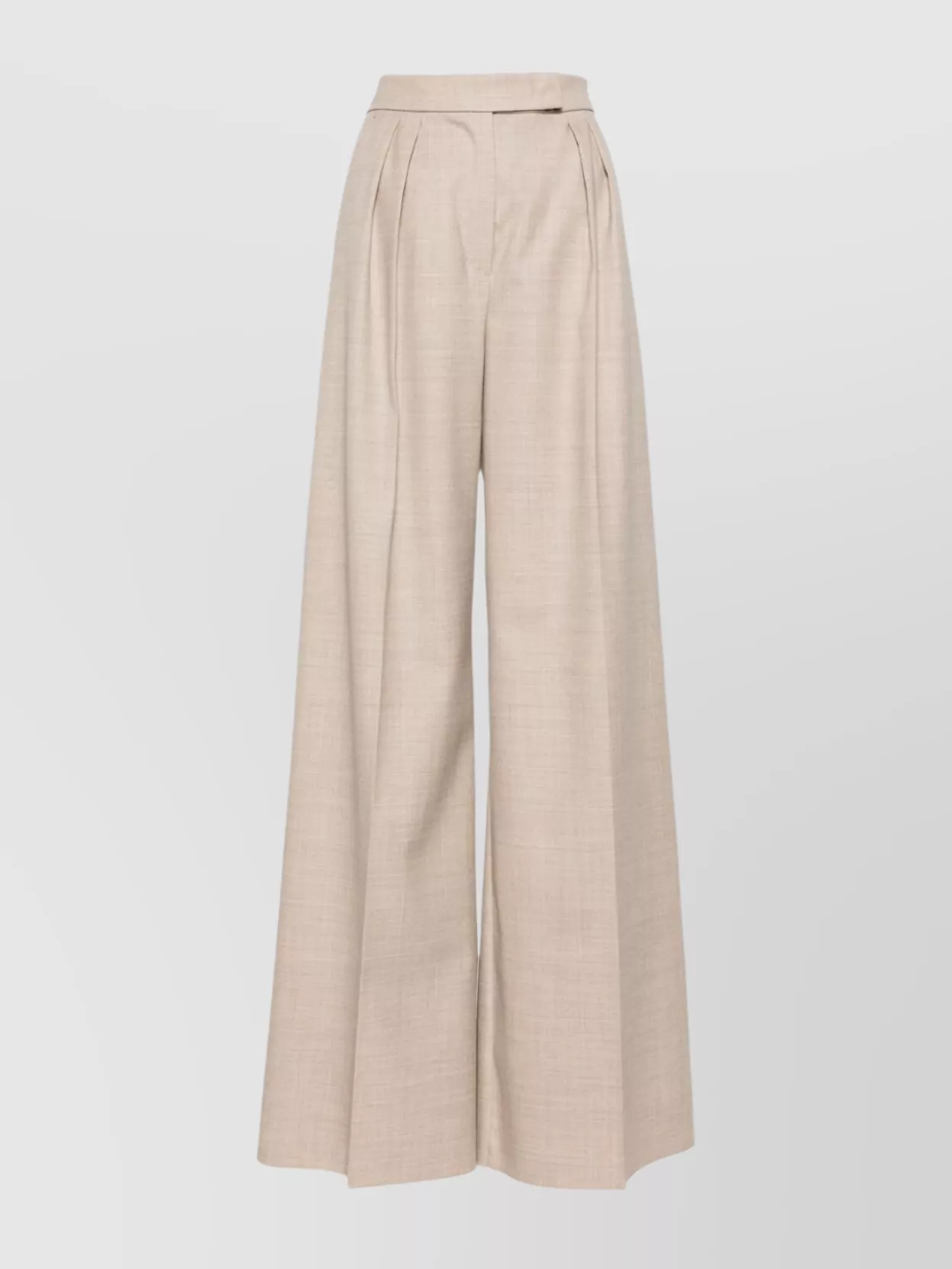 Max Mara Wide Leg Trousers Pleated Front In Neutral