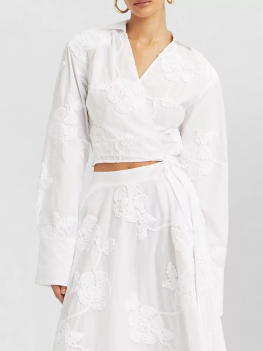 Rotate Cotton Long-Sleeve Wrap Shirt