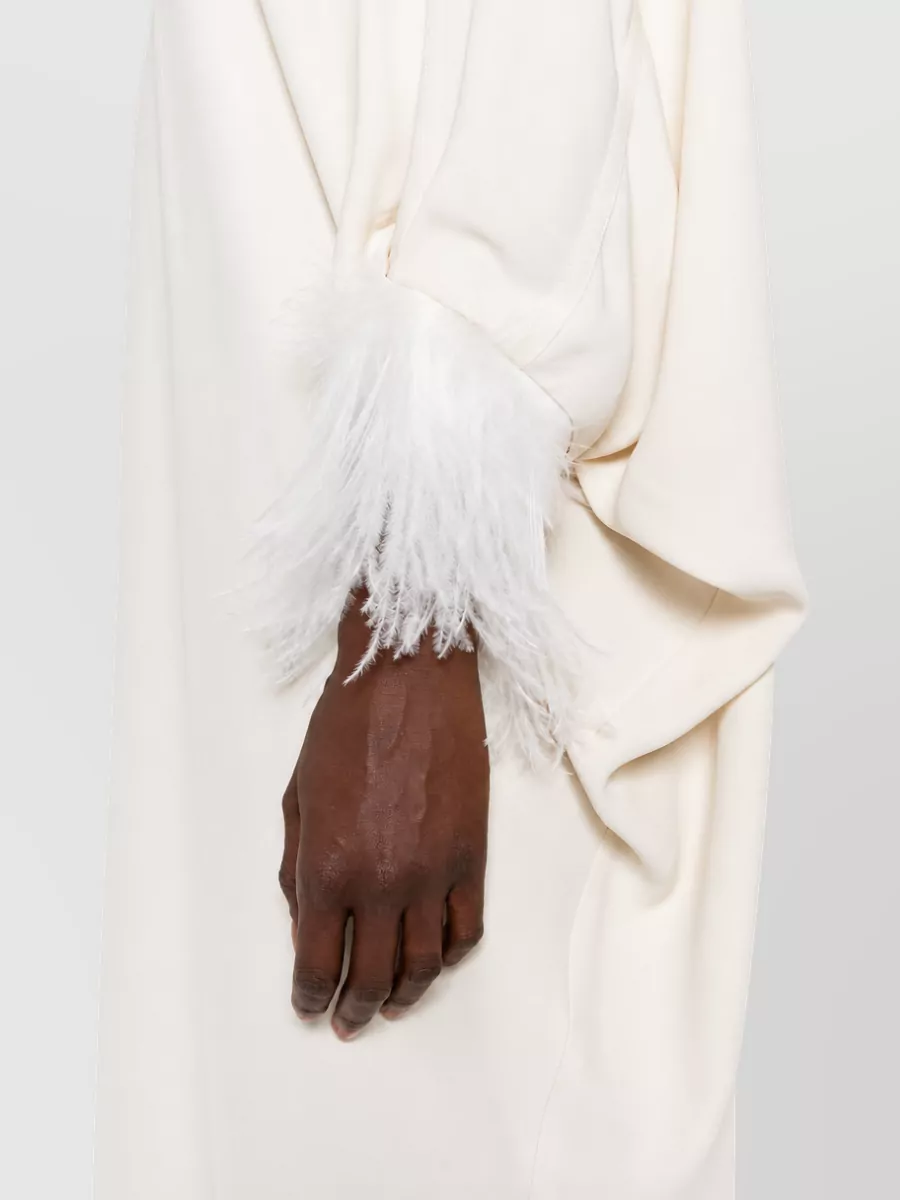 Alberta Ferretti Feather Trim Crew Neck Nightdress