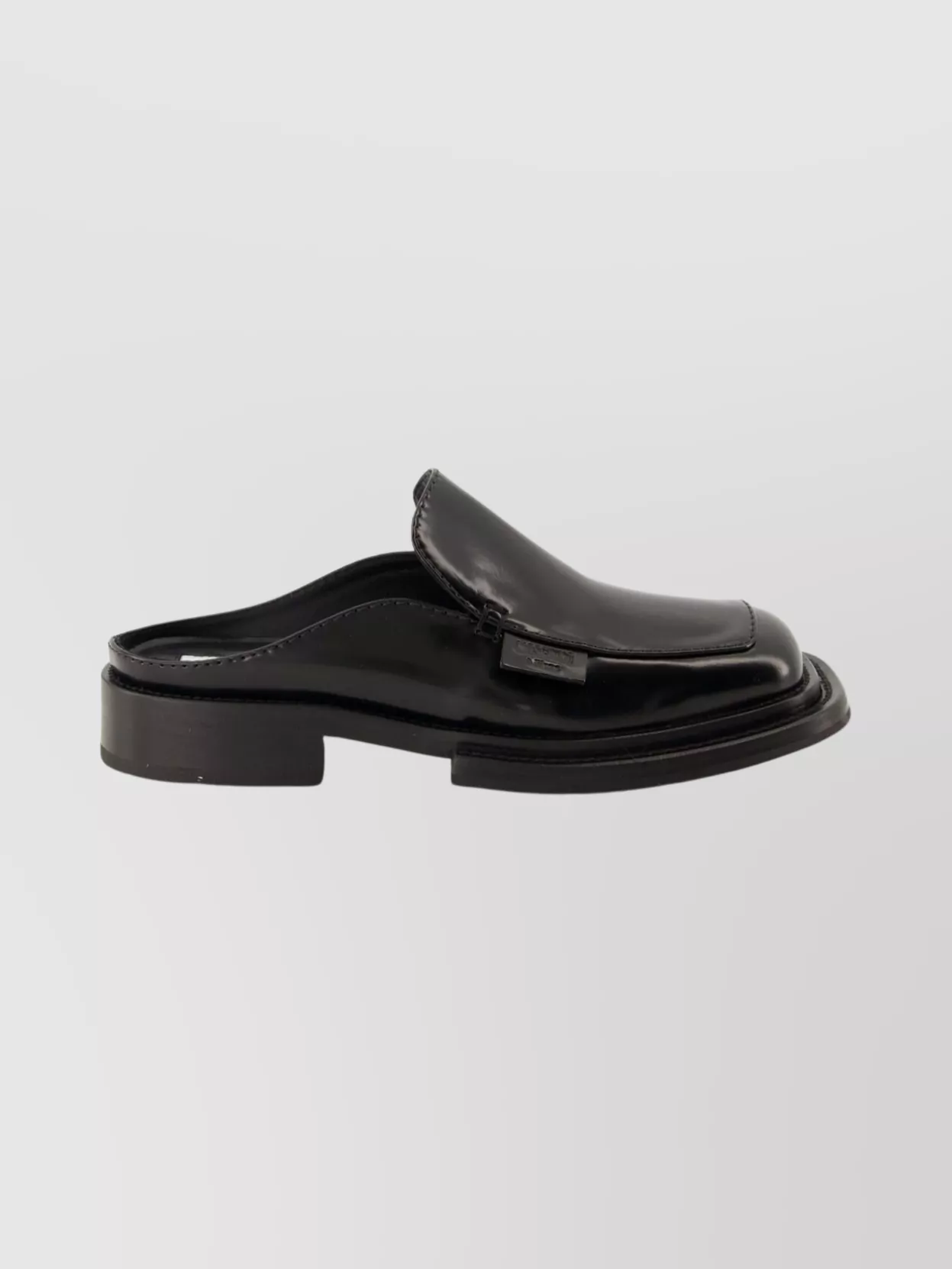 Moschino Chunky Heel Mules Glossy Finish