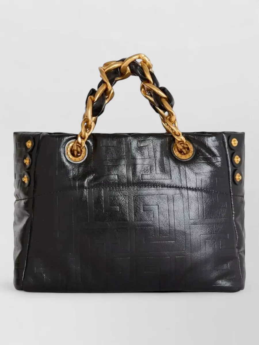 Balmain 1945 Small Leather Tote Bag