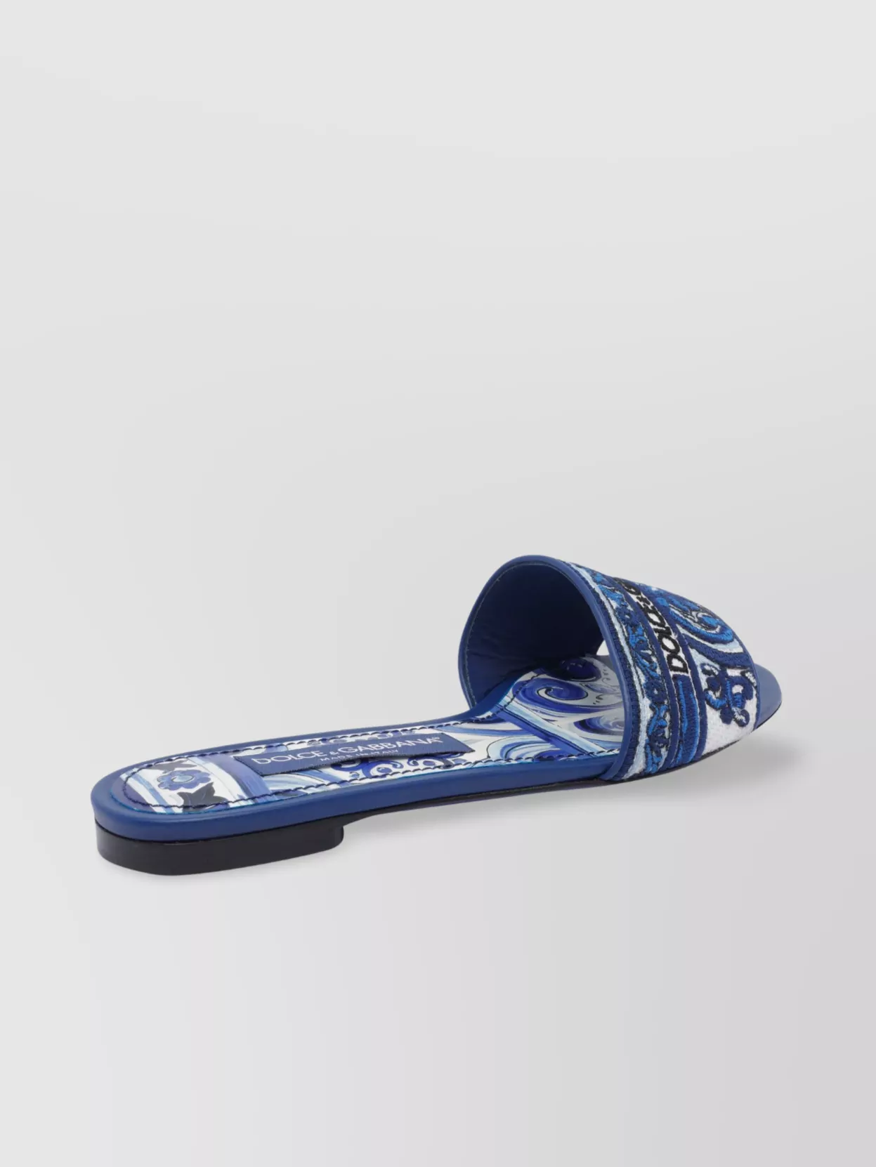 Dolce&Gabbana Embroidered Strap Flat Sandals With Patterned Sole
