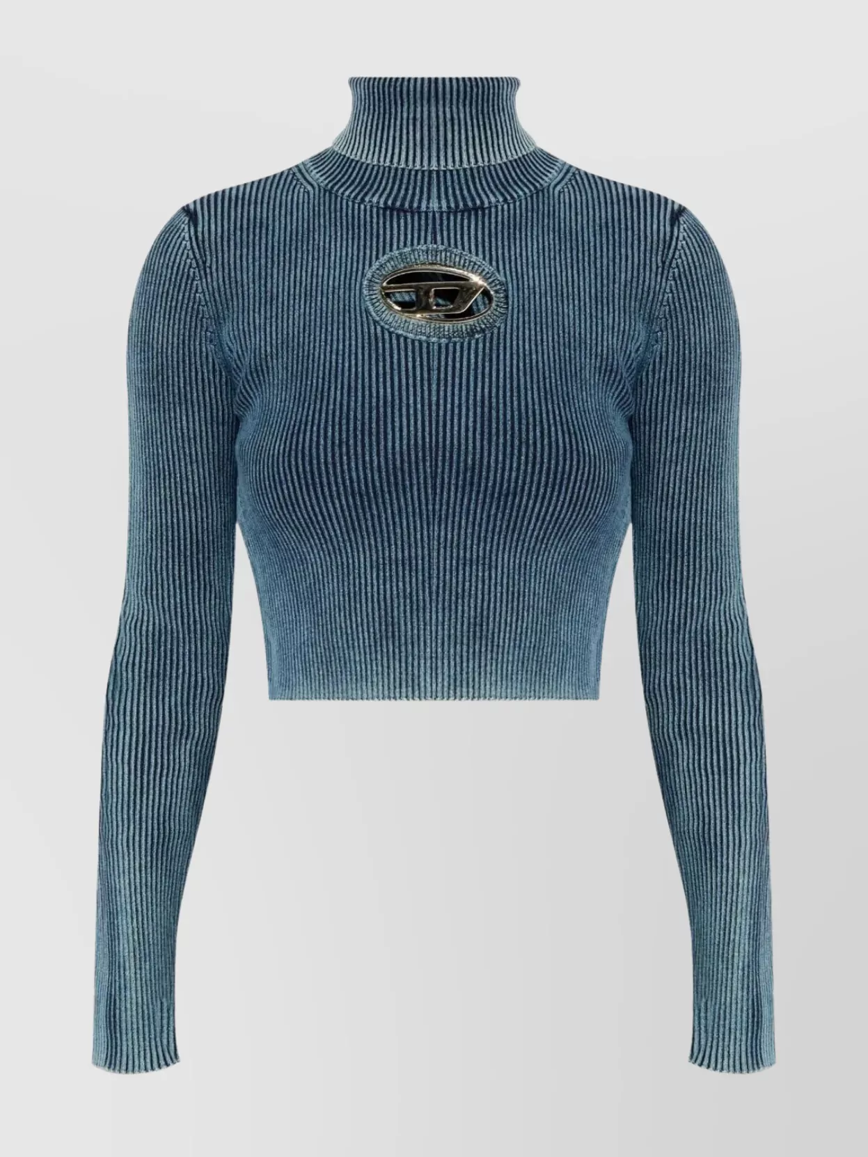 Diesel Cropped Turtleneck Sweater Ribbed Texture