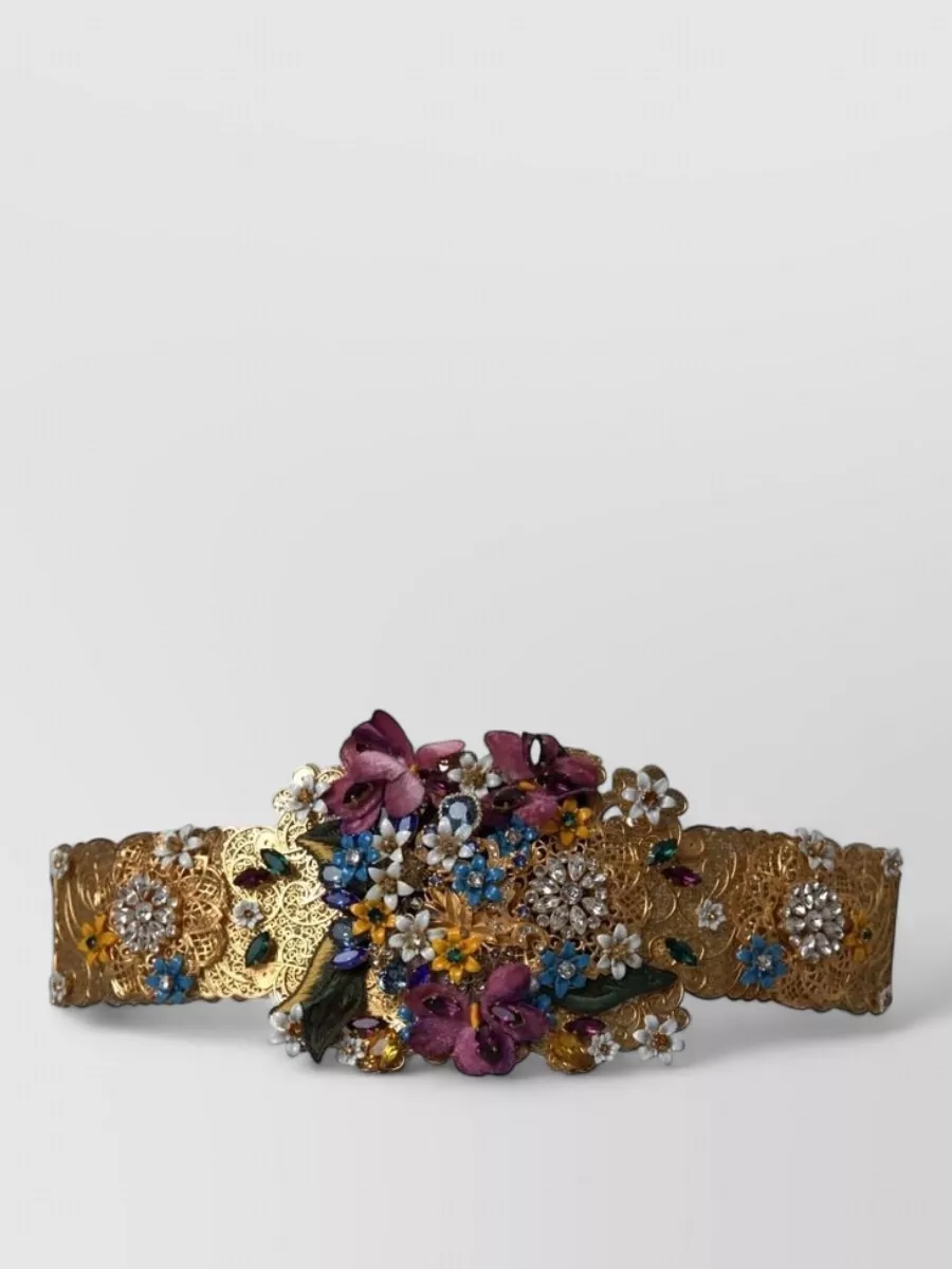 Dolce&Gabbana crystal-embellished floral wide belt