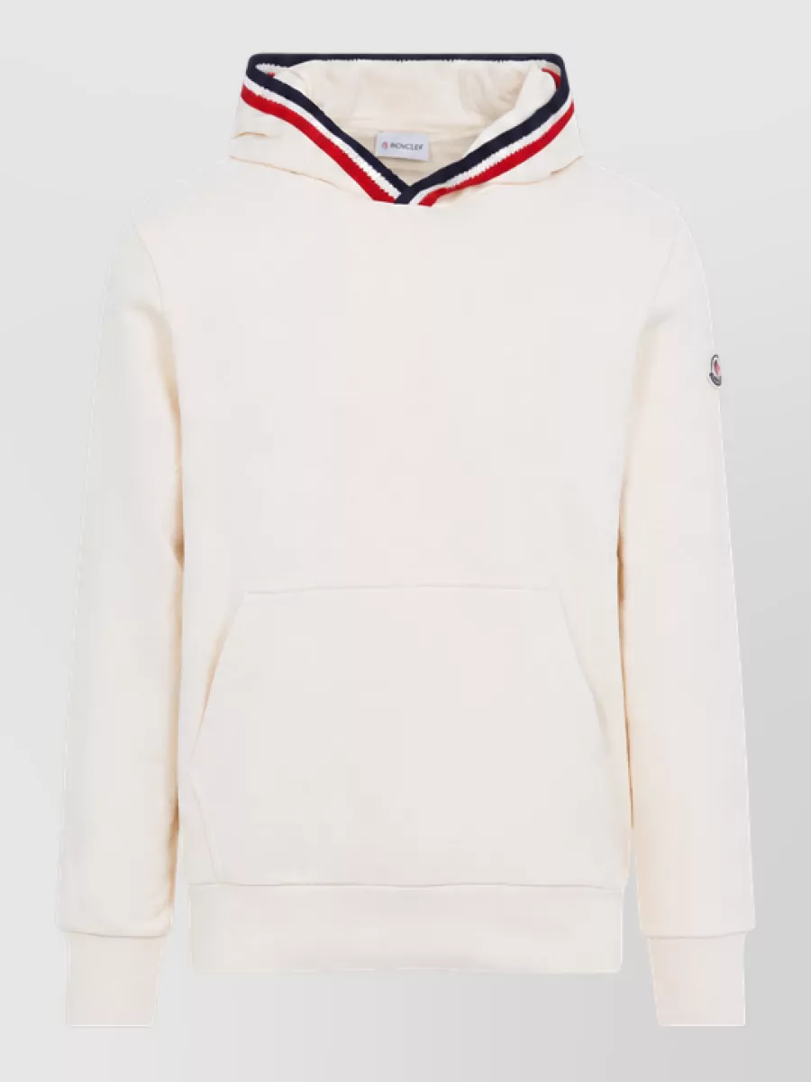 Moncler Striped Trim Cotton Hoodie