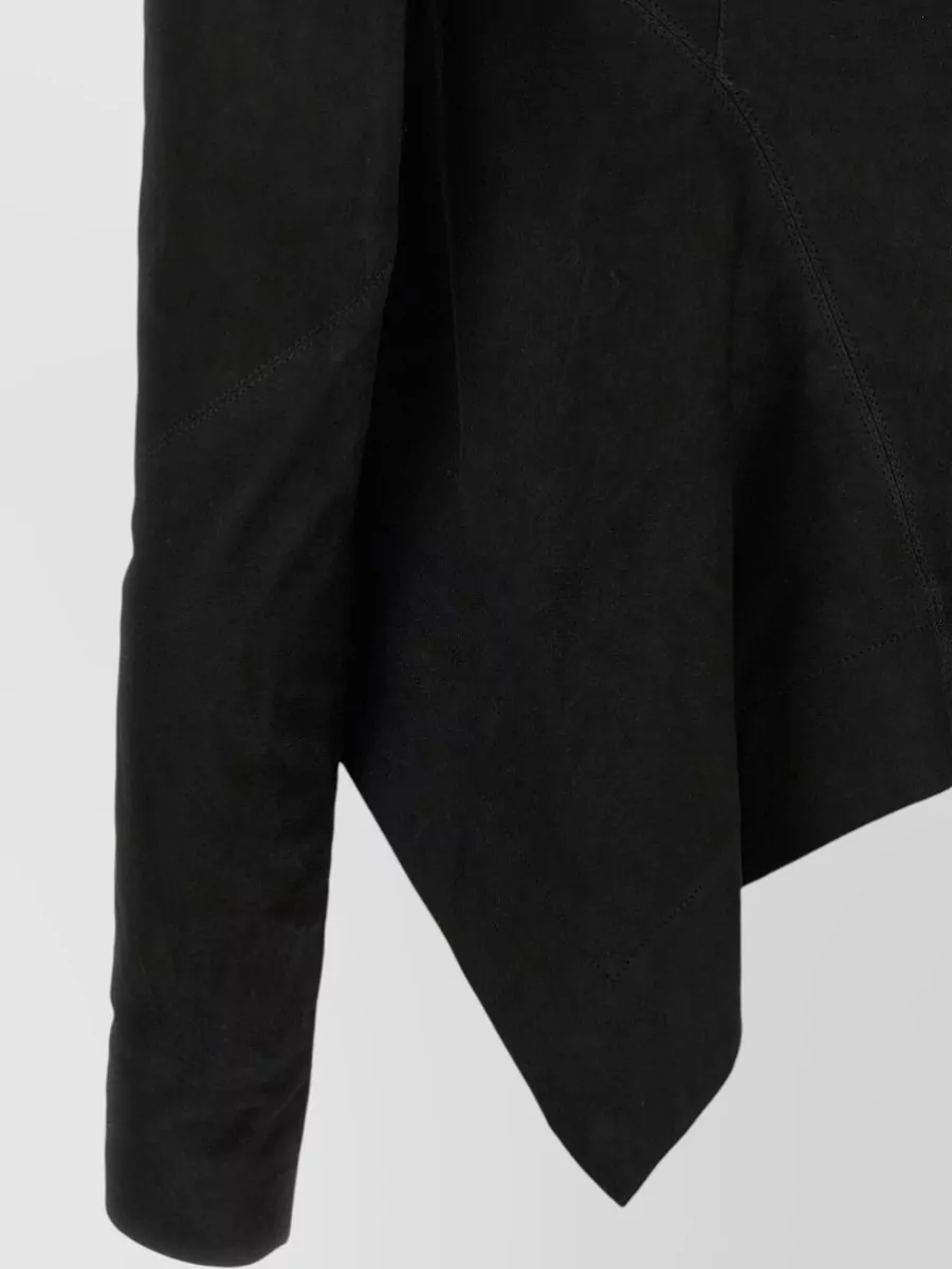 Rick Owens Lamb Leather Paneled Asymmetric Single-Breasted Coat