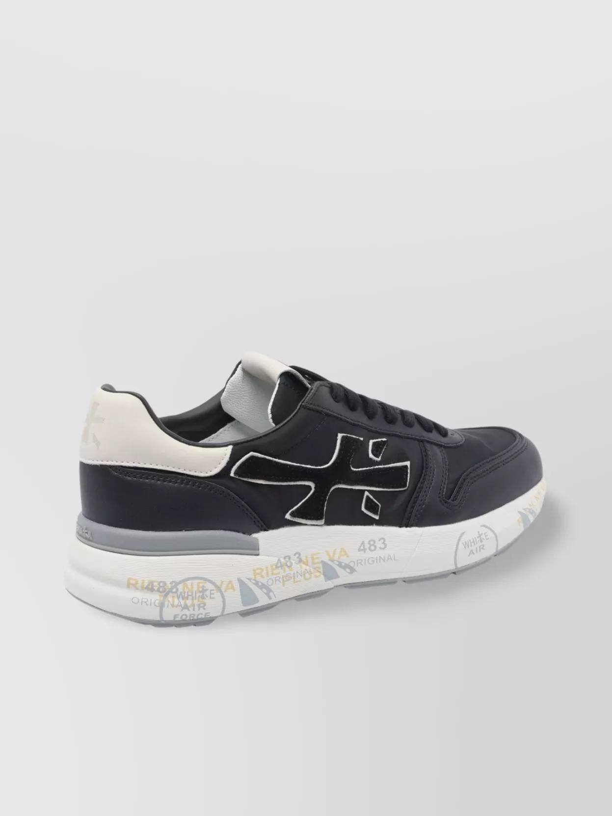 Premiata Round Toe Leather Sneakers With Contrasting Sole