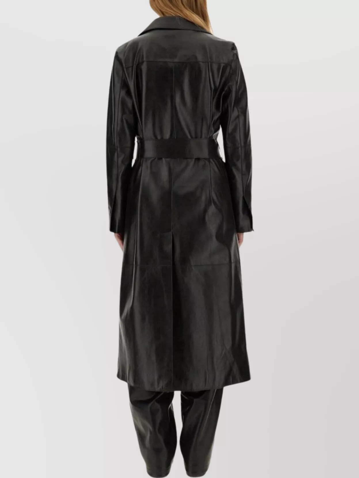 Stand Studio Waist Belted Long Coat Double-Breasted Lapels