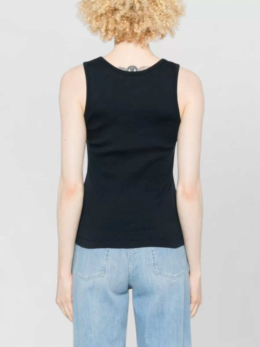 Maison Kitsuné Ribbed Organic Cotton Sleeveless Tank Top