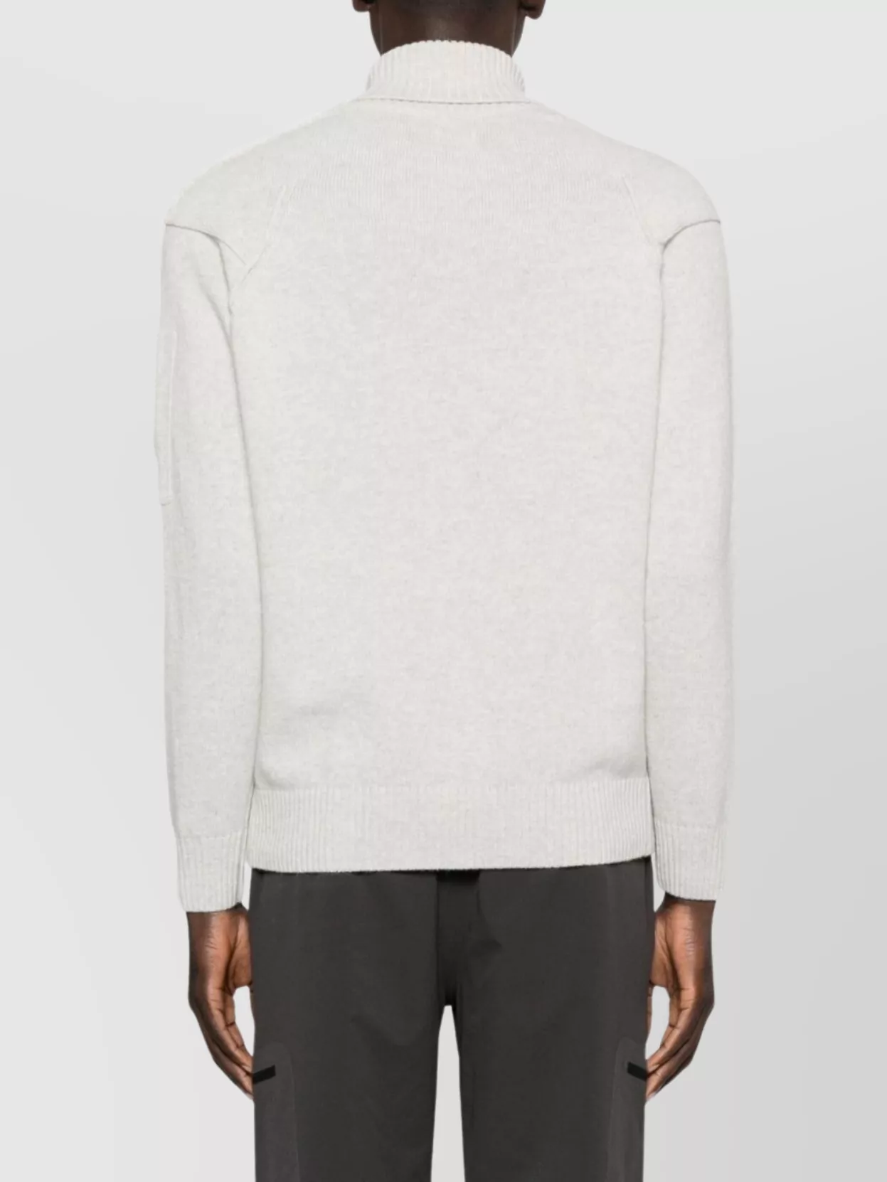 C.p. Company Wool Turtleneck Sweater Featuring Arm Patch In Neutral