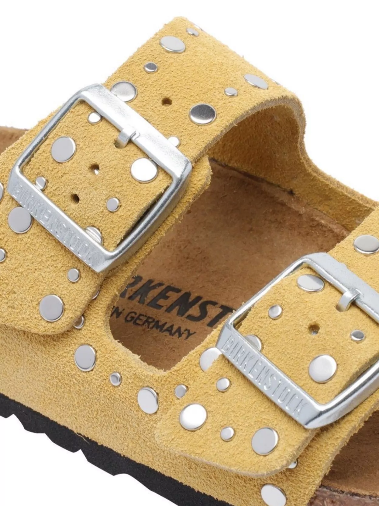 Birkenstock Round Toe Studded Suede Sandals