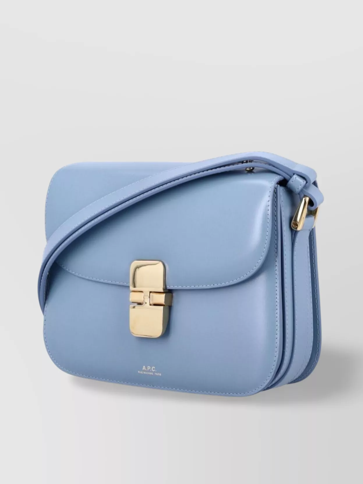 Apc Grace Small Light Blue Shoulder Bag With Flap And Adjustable Shoulder Strap In Leather Woman In Blue