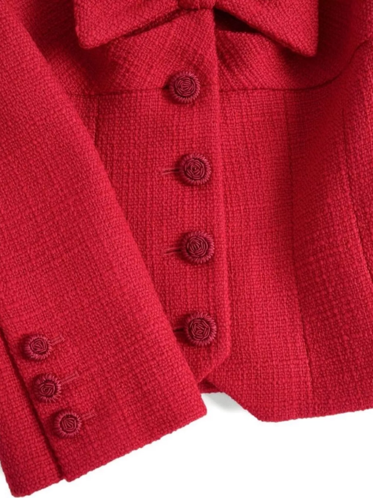 Valentino Textured Tweed Blazer Bow Detail