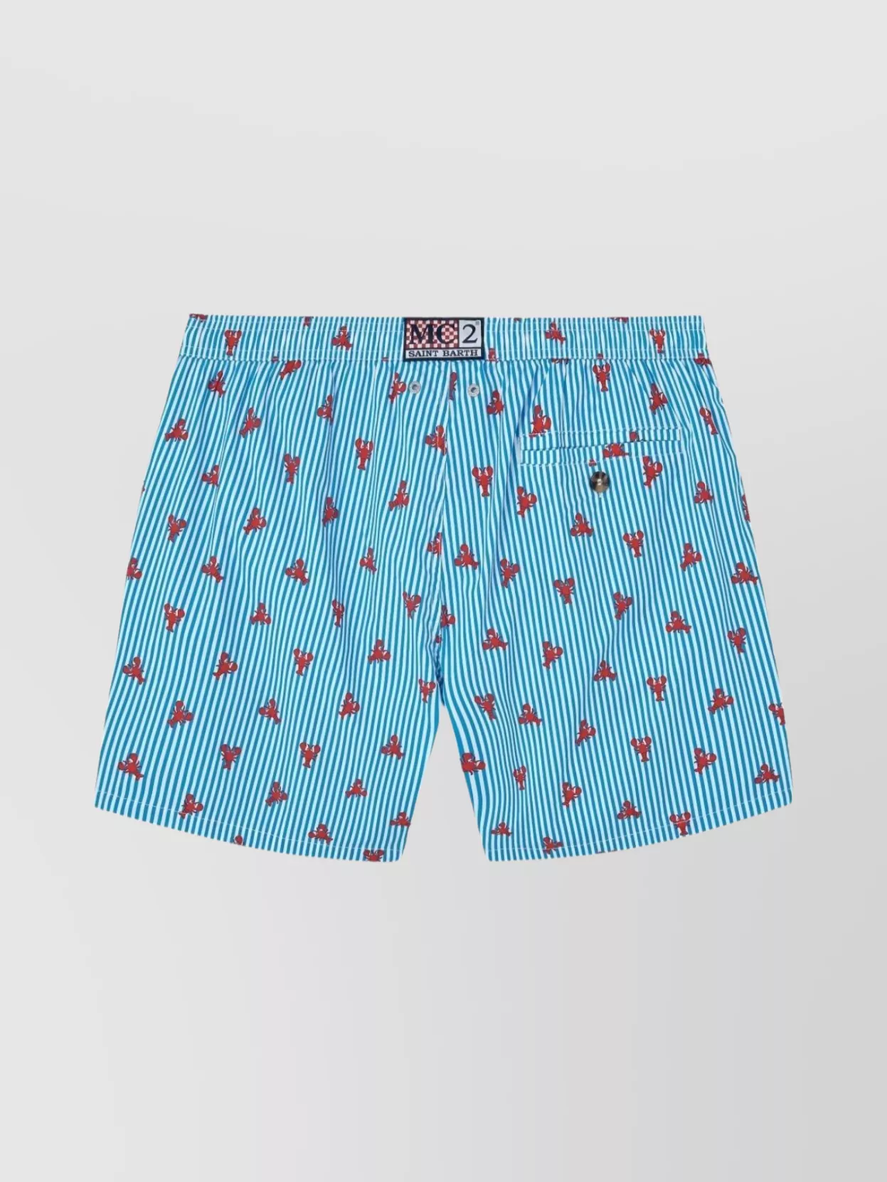 Mc2 Saint Barth Lighting Lobster Print Striped Swim Trunks In Multi