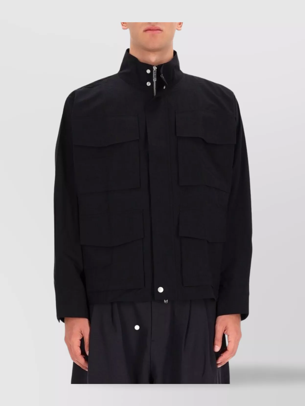 Studio Nicholson High Collar Long Sleeve Jacket With Pockets