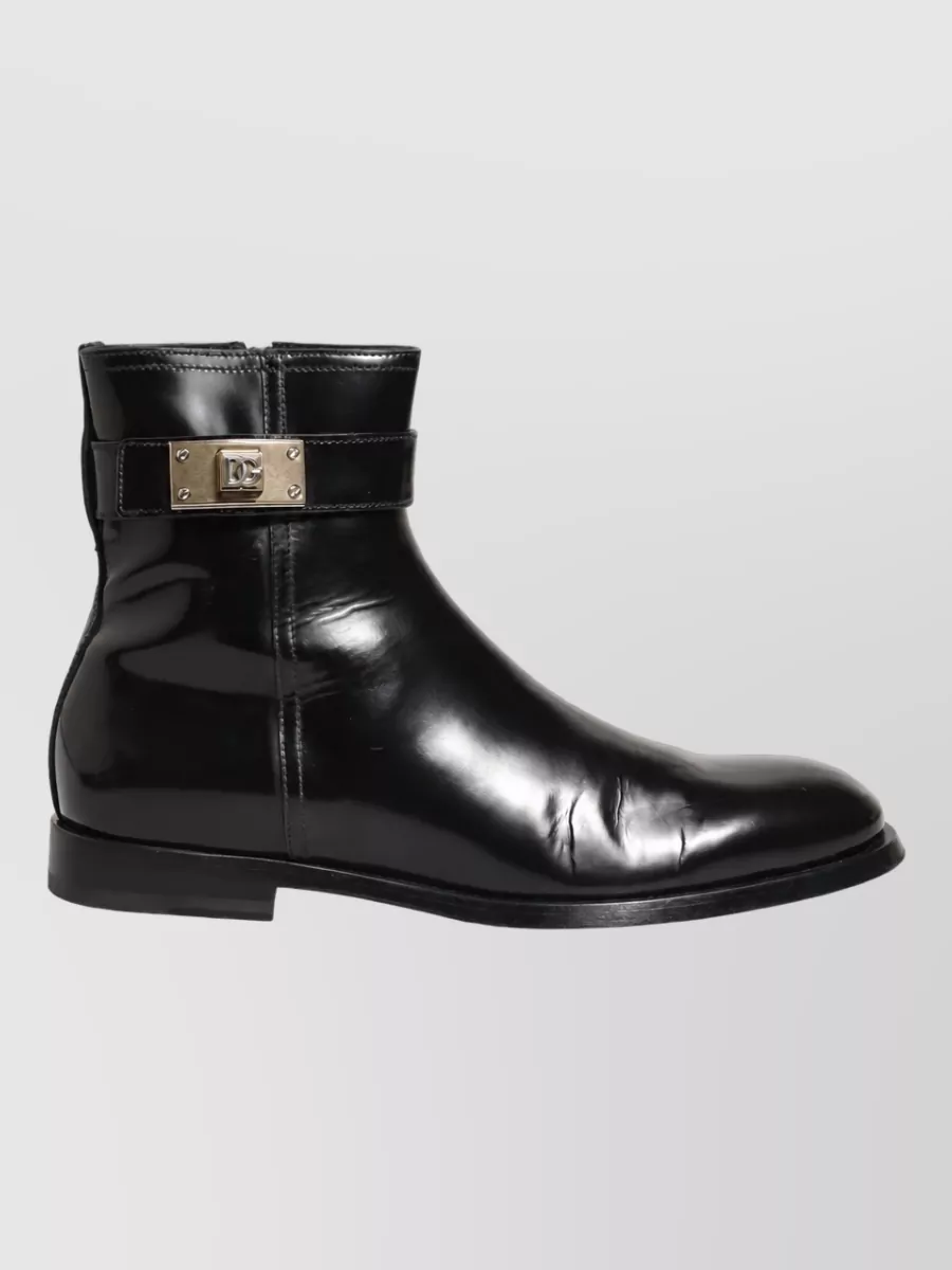 Dolce&Gabbana Leather Mid Calf Boots