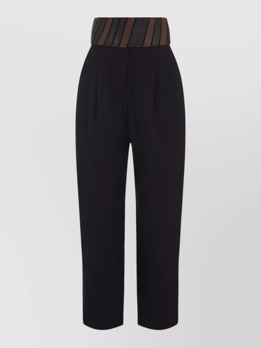 Alaïa High Waist Pleated Trousers Contrasting Wide Waistband