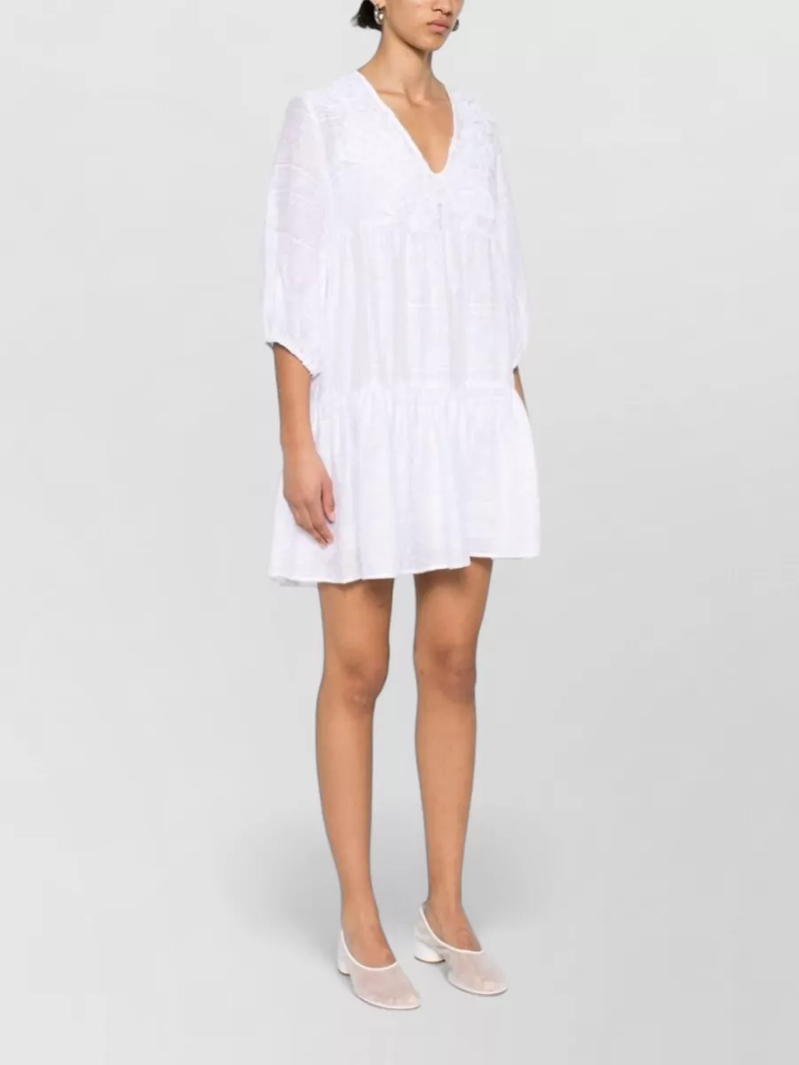 Ermanno Firenze Embroidered Long-Sleeve Mini Dress