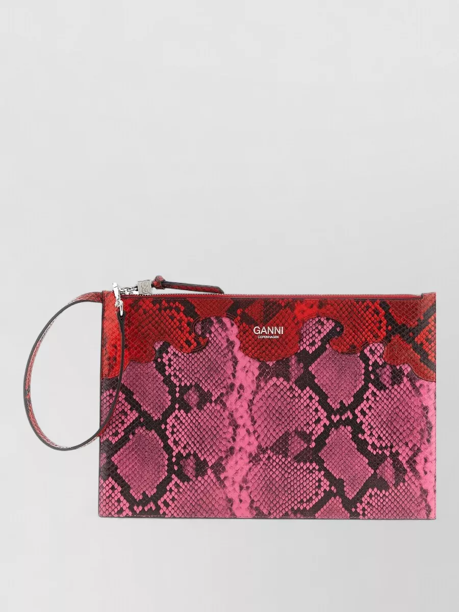 Ganni Na na snake-print clutch bag