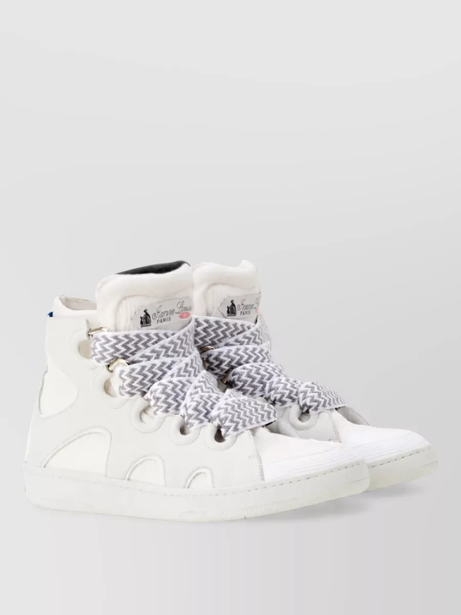 Lanvin high-top nylon and calf leather lace-up sneakers