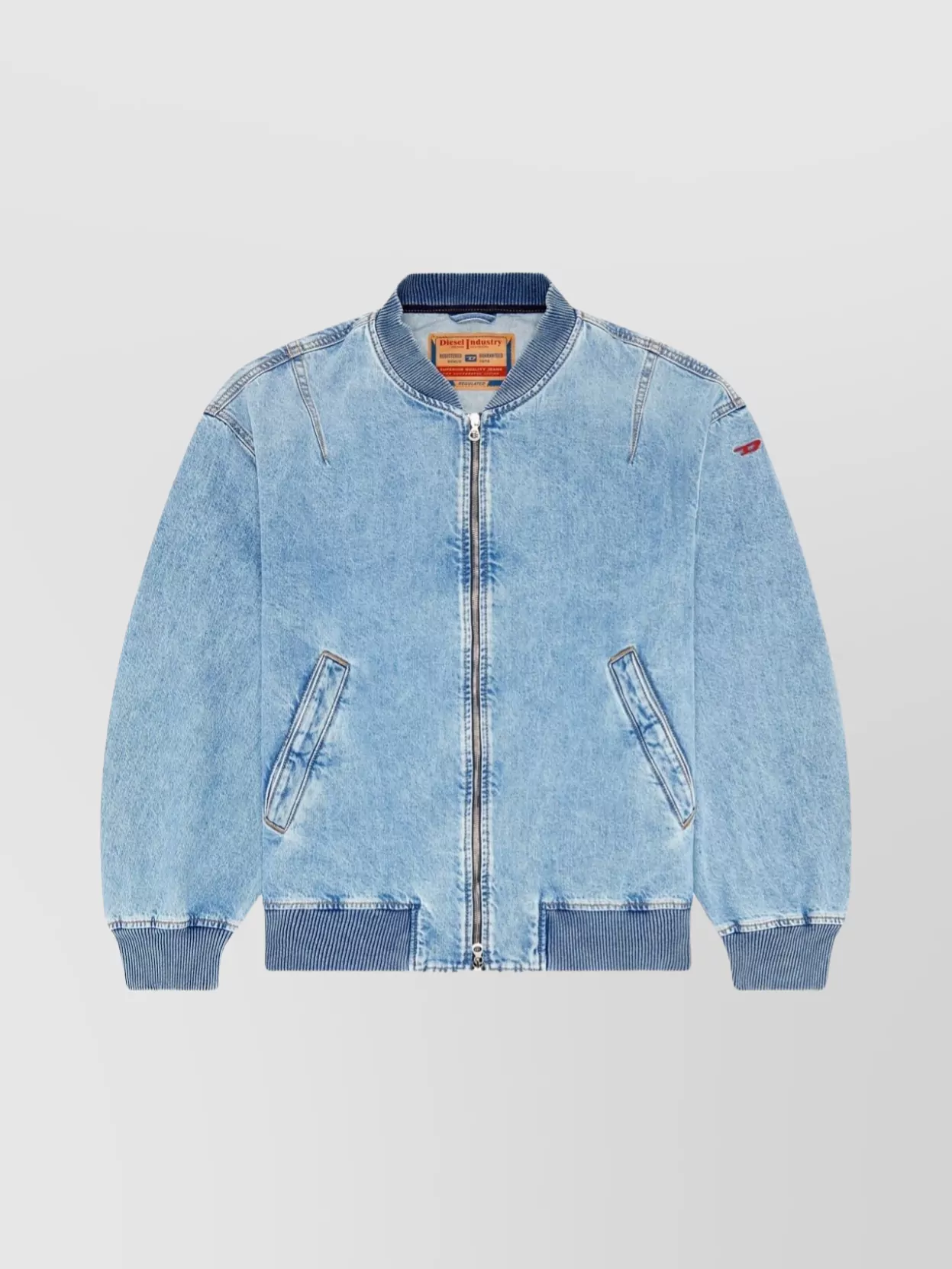 Shop Diesel M-sized Jacket With Ribbed Trims And Patch Detail In Blue