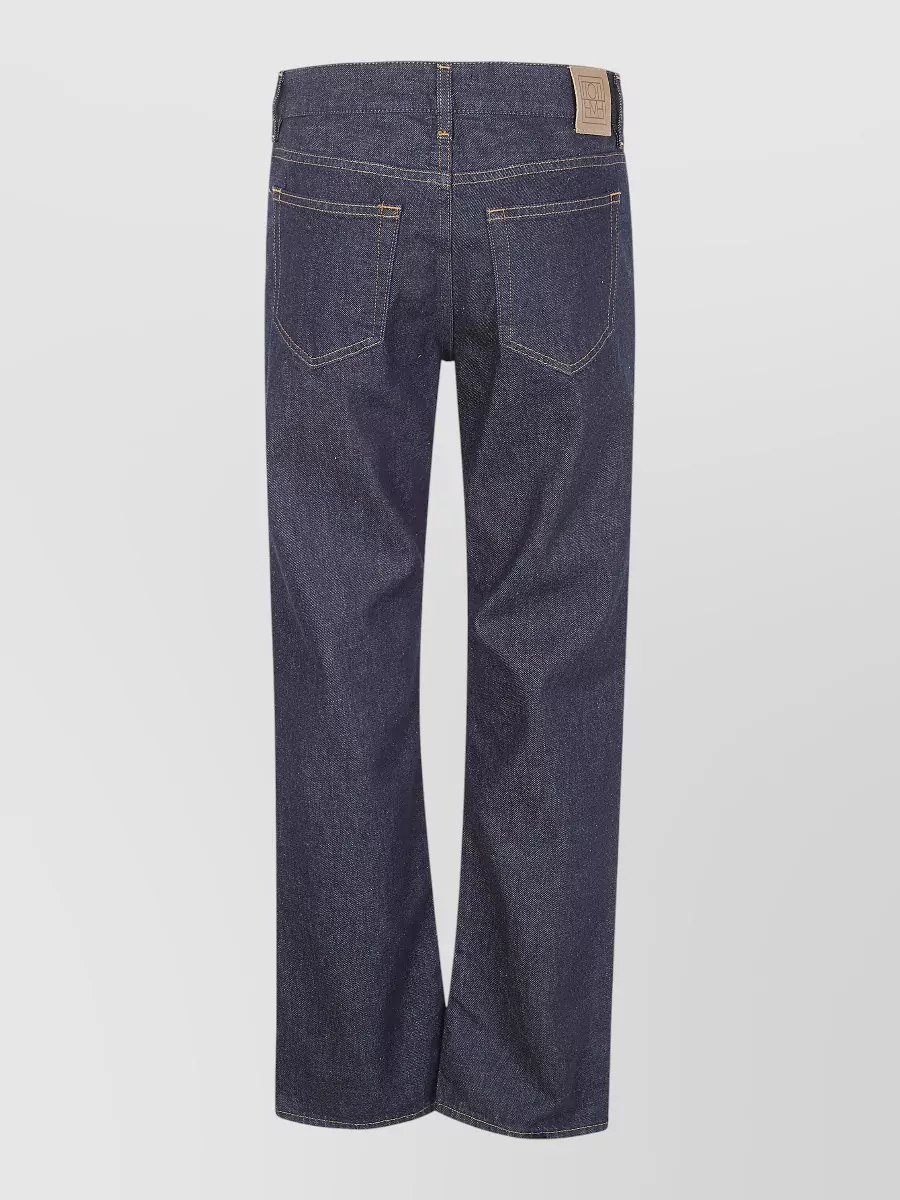 Totême Straight Leg Denim Trousers Contrast Stitching In Black