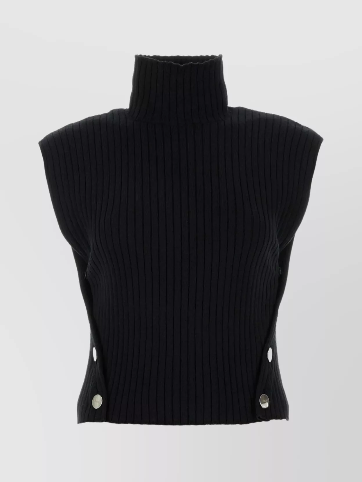 Shop Apc Cotton Blend Sleeveless Top With Ribbed Knit In Black