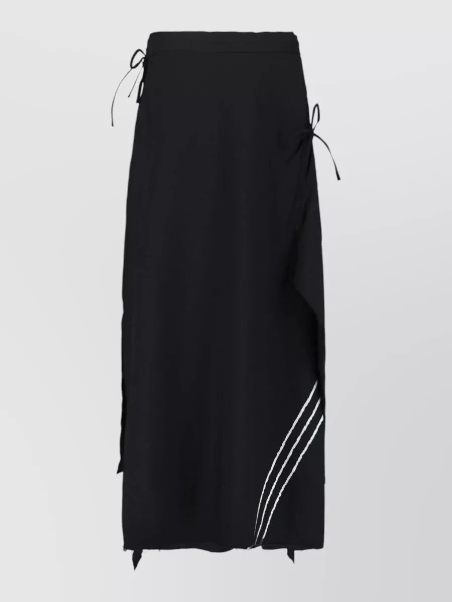 Y-3 Midi Wrap Skirt Knee Length Frayed Hem