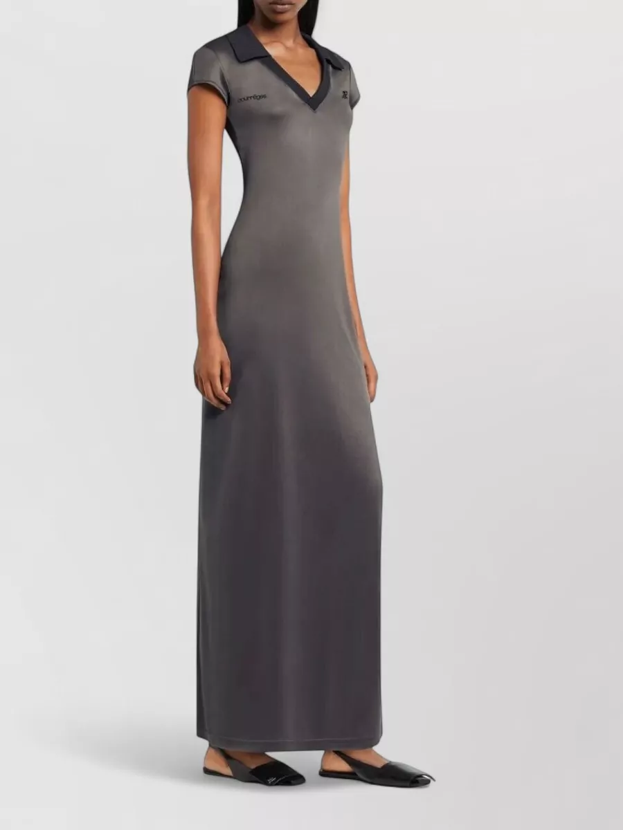 Courrèges Polo Long Dress Short Sleeves Slit