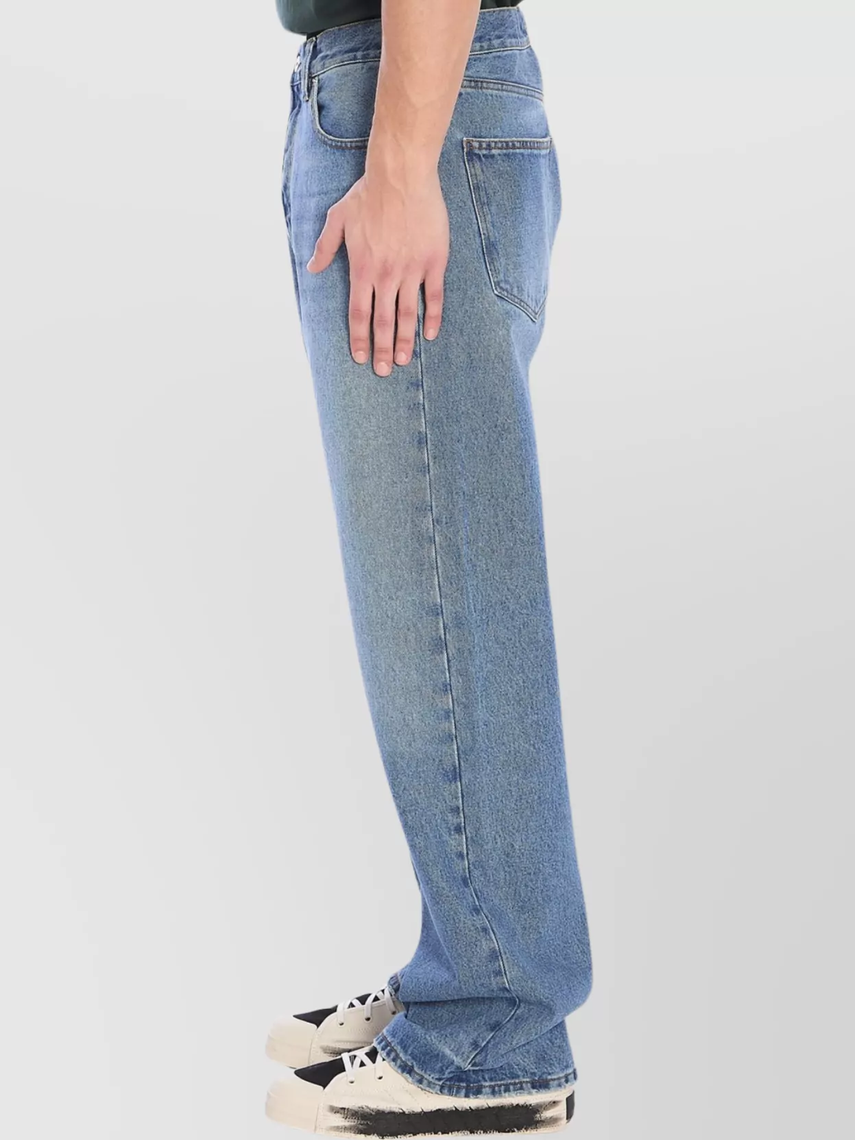 Jacquemus Straight-leg Trousers With Contrast Stitching In Blue