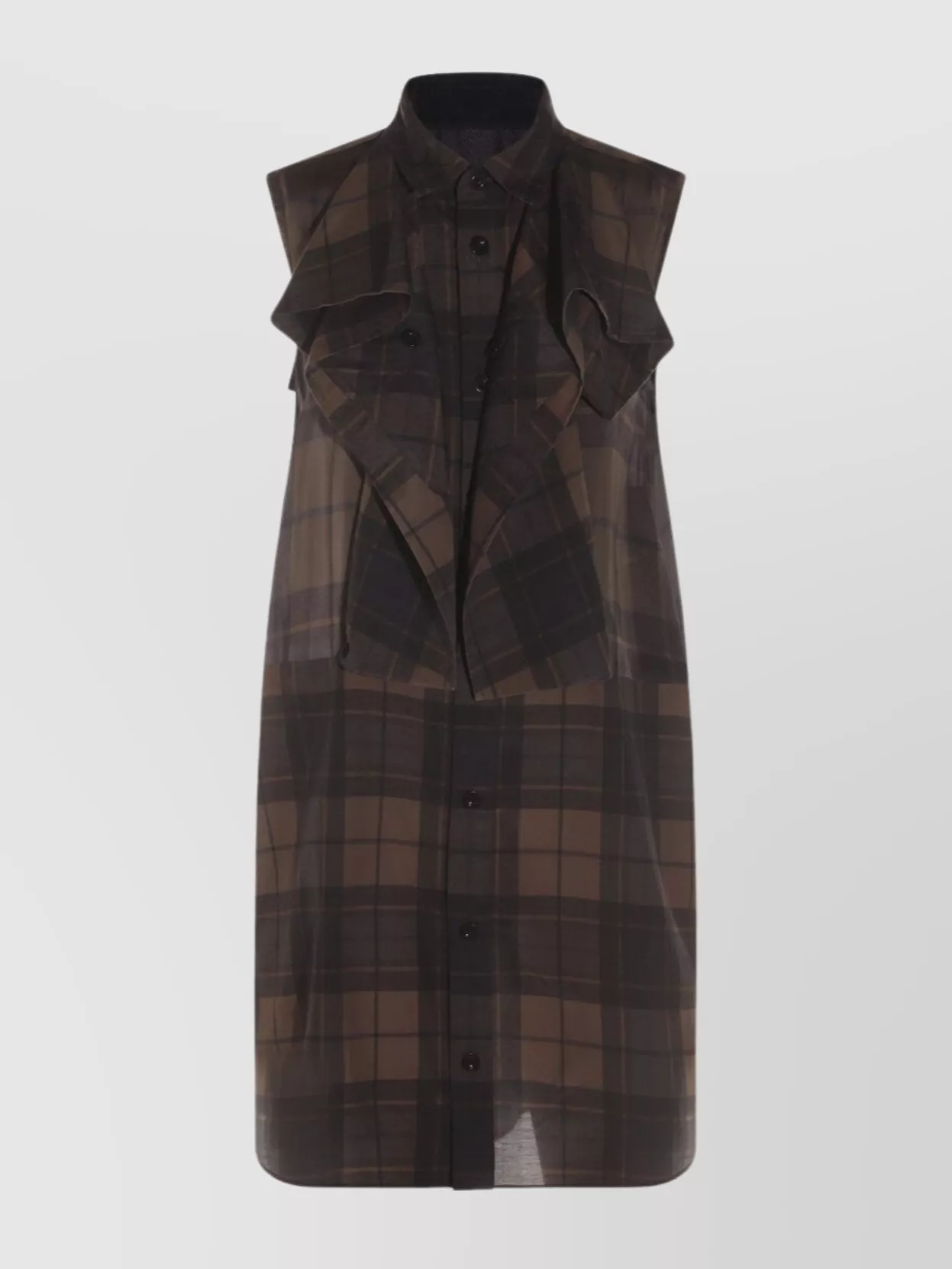 SACAI SLEEVELESS PLAID KNEE LENGTH DRESS