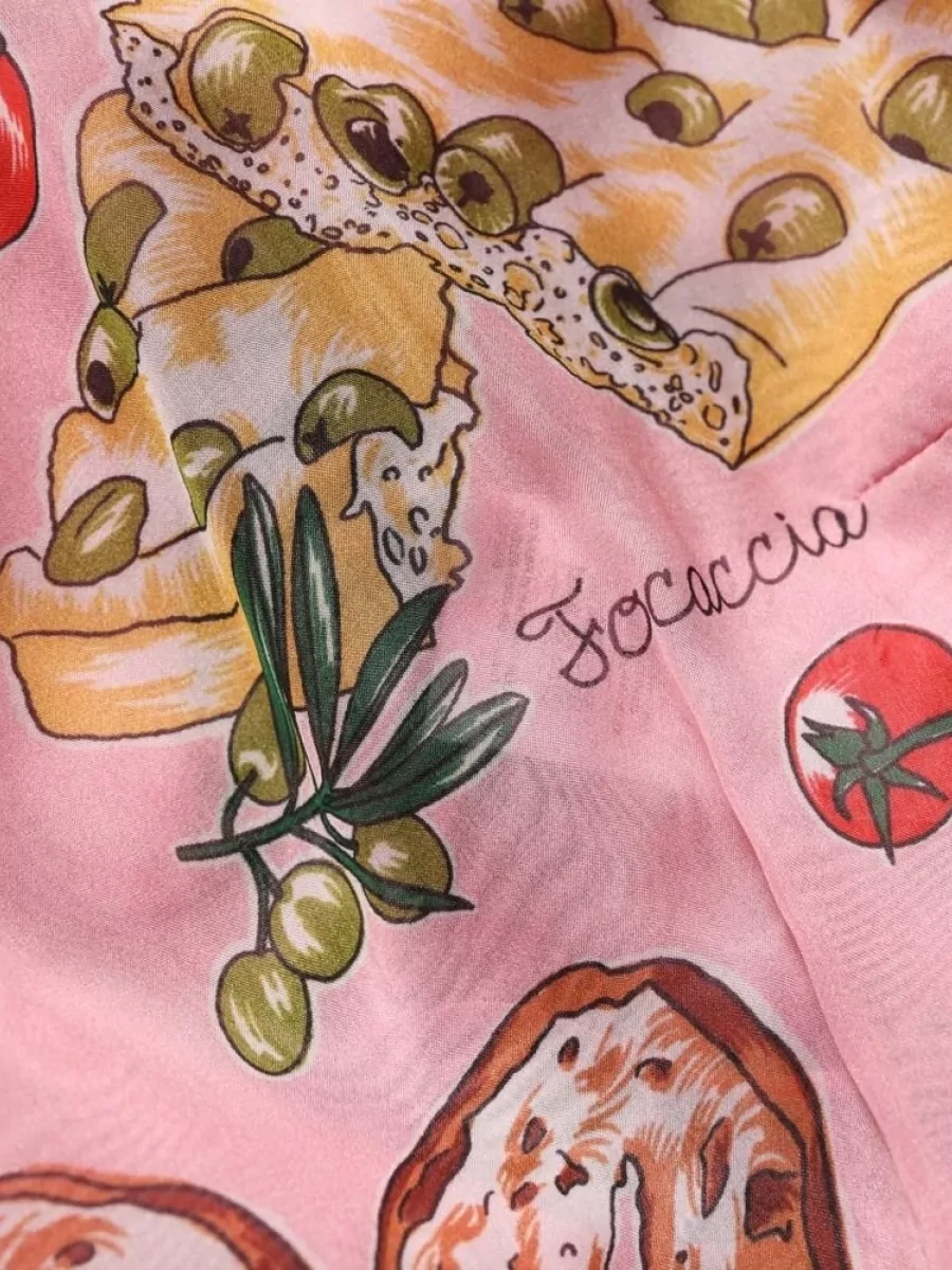 Dolce&Gabbana Silk bread print pleated maxi dress