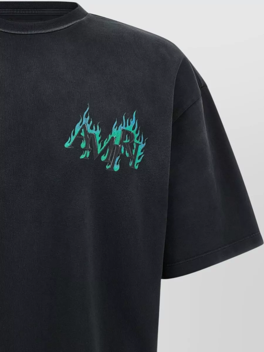Amiri Flames Crew Neck Graphic Print T Shirt