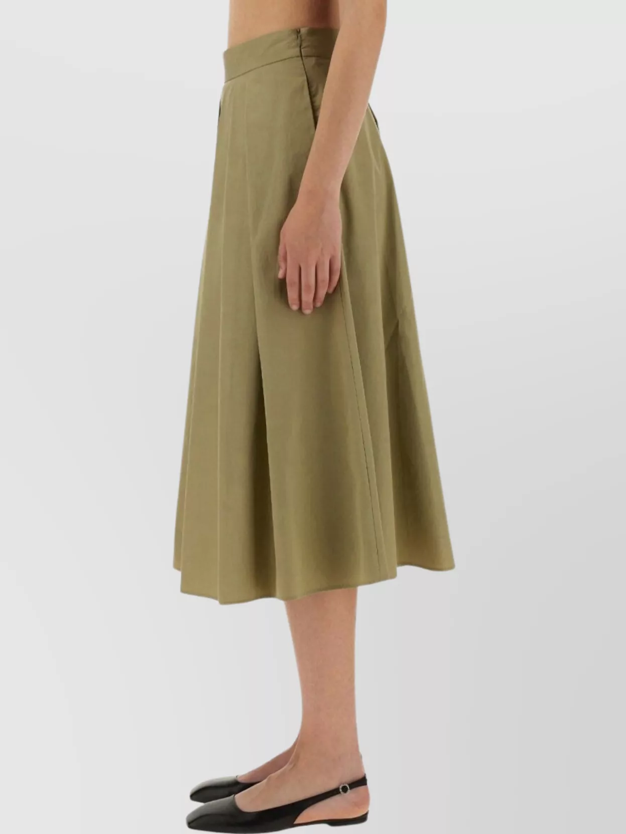 Aspesi Pleated Midi Skirt High Waist Wide Fit