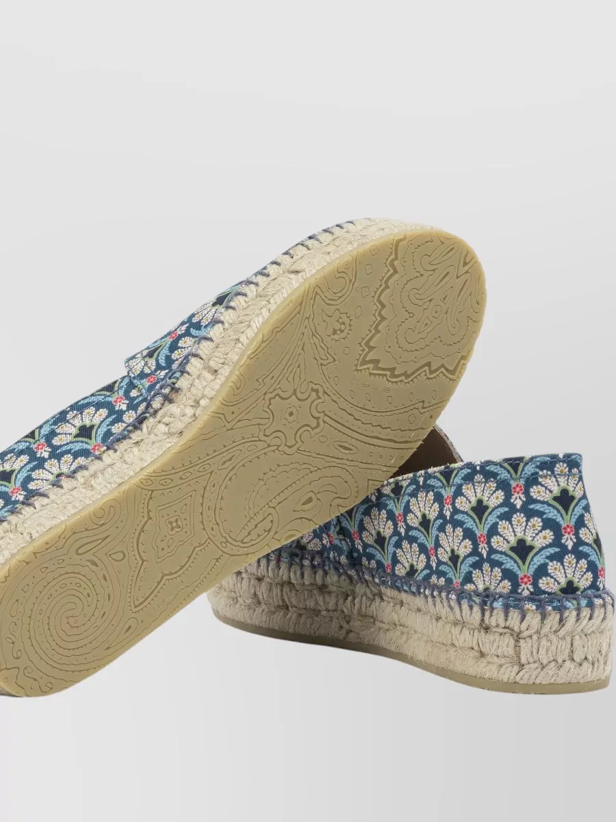 Etro Espadrilles Floral Pattern Round Toe Textile