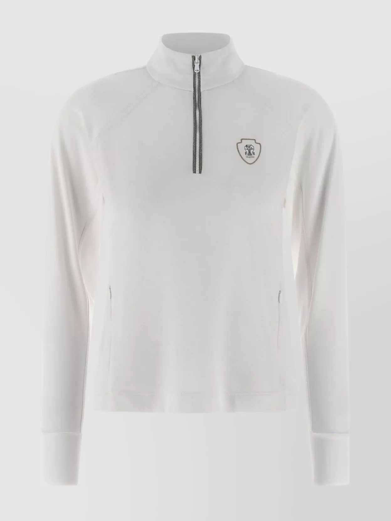 Brunello Cucinelli Half zip knit sweater with stand collar