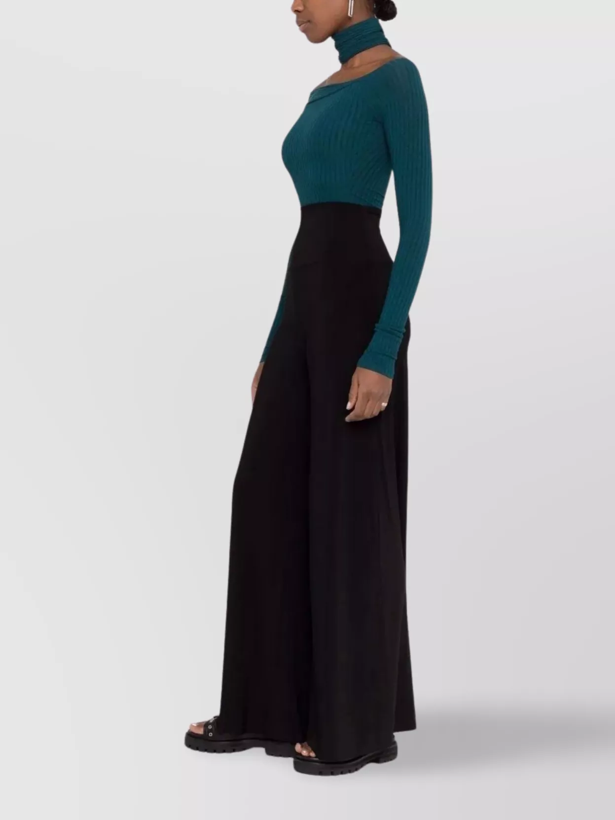 Norma Kamali Flared High-Waisted Wide-Leg Trousers