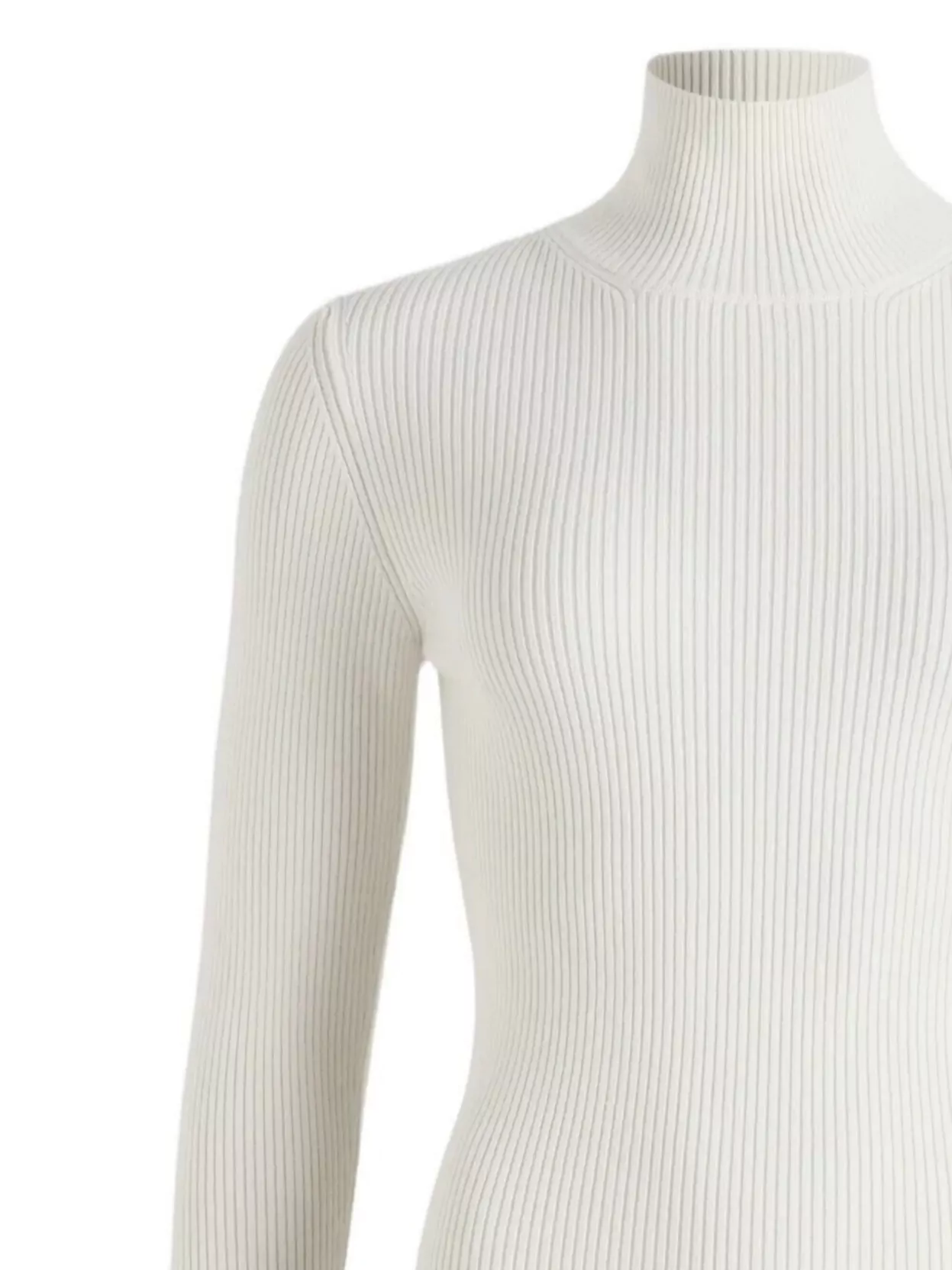 Patou Long Sleeve Ribbed Mock Neck Sweater