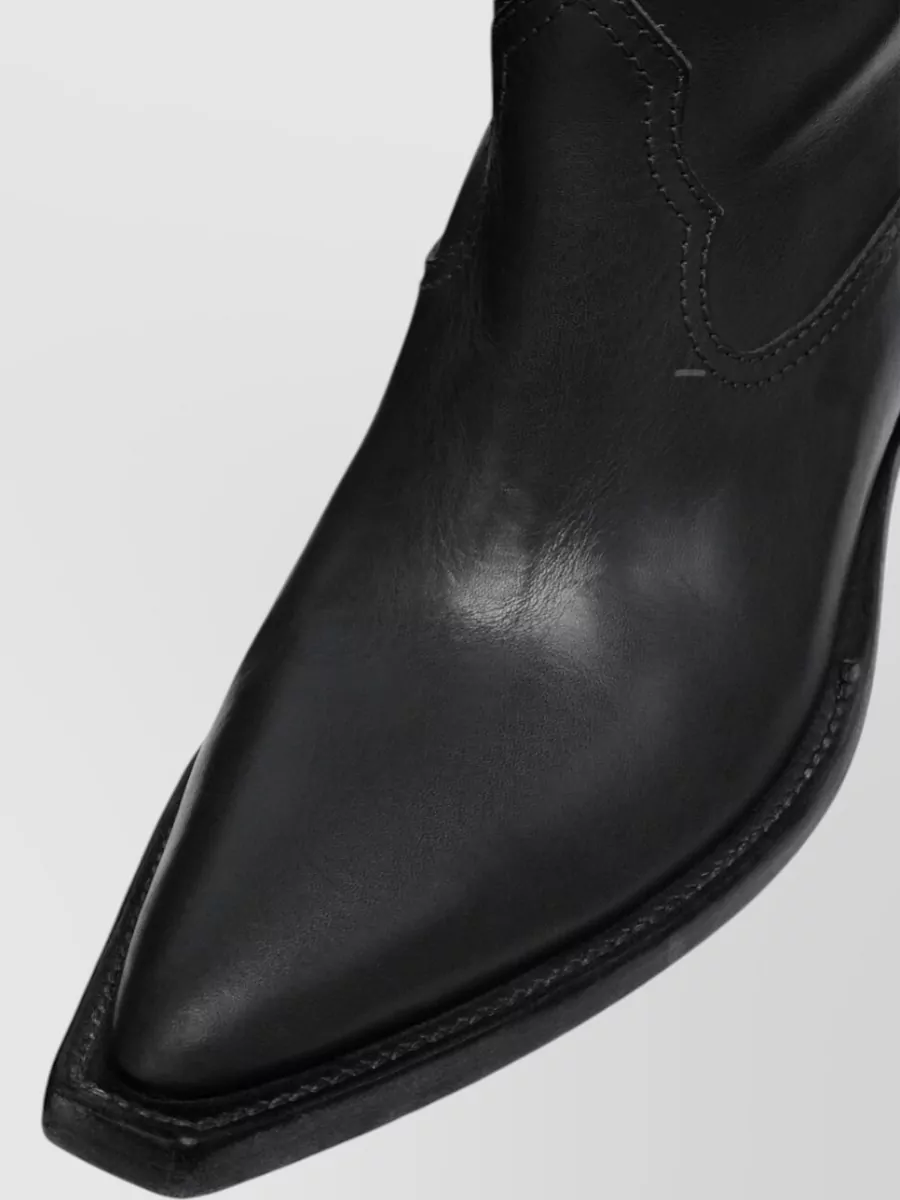 Maison Margiela Leather Heel-Less Western Knee-High Boots