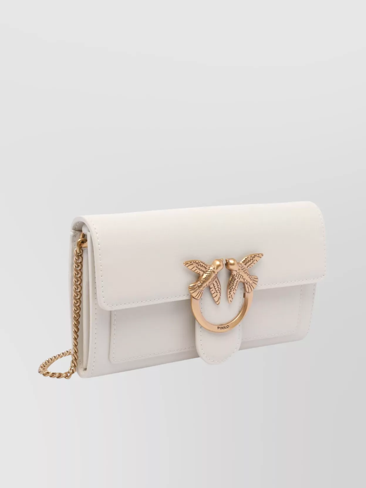 Pinko Bird Embellished Rectangular Wallet With Gold Hardware