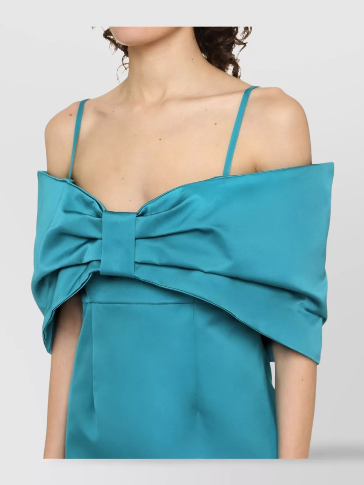 Shop P.a.r.o.s.h Bow Detail Knee-length Dress With Adjustable Straps