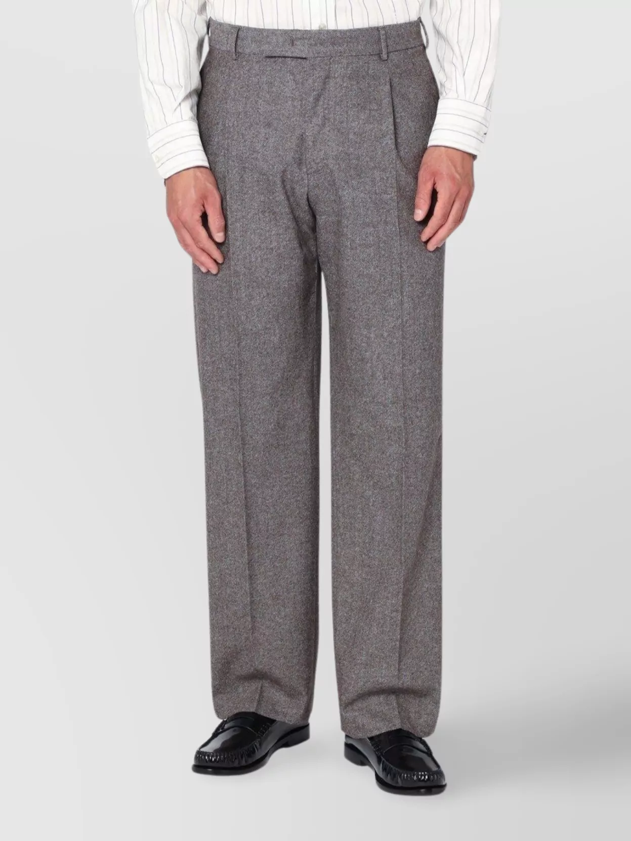 Pt Torino Wool Trousers With Pleats And Pockets In Gray