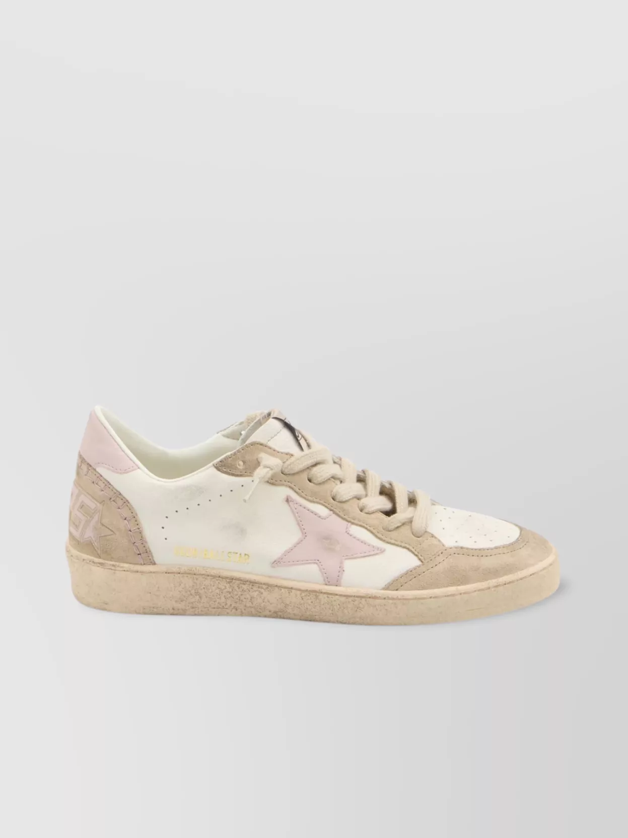 Golden Goose 'ballstar' White Low Top Sneakers With Glittered Star Patch On The Side And Glittered Heel With Logo In Multi